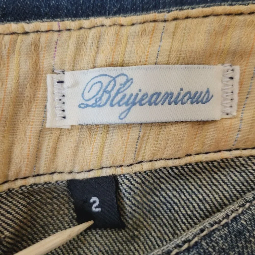 Blujeanious Denim Blue Jeans Tulip Distressed Made In USA Size 2 Skirt